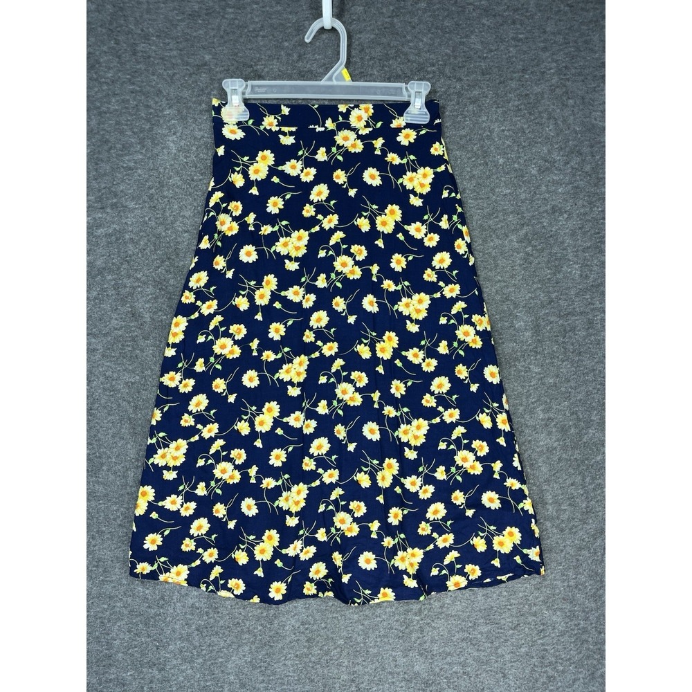 Vintage California Concepts Midi Skirt Size XS Blue Yellow Floral Cottagecore